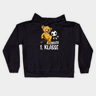 1. Klasse Schulkind Schulanfang Fußball Löwe Kids Hoodie